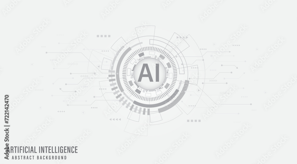Poster Artificial intelligence technology circuit board. Technology abstract background. Futuristic concept technology artwork for web, banner template. Big data and machine learning. Vector illustration
