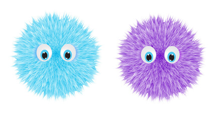 Free vector fluffy hairy pom pom cartoon balls