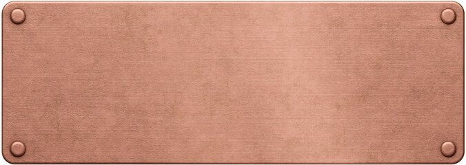 Fototapeta premium Isolated Brushed Copper Plate With Four Rivets. 3D Illustration