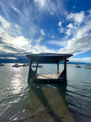 The lake against blue sky at Lake Toba, North Sumatra.,