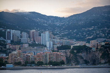 Panoramic view of Monte Carlo marina and cityscape