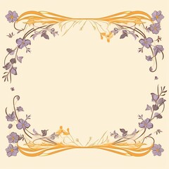 light amber and dusty lavender color floral vines boarder style vector illustration