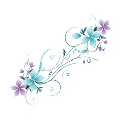 Fototapeta na wymiar light aqua and pale lavender color floral vines boarder style vector illustration