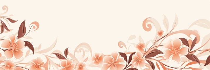 
light bisque and pale terracotta color floral vines boarder style vector illustration
