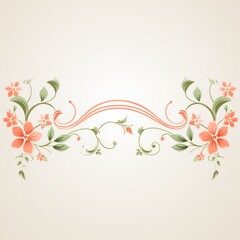 Fototapeta na wymiar light chartreuse and pale terracotta color floral vines boarder style vector illustration 