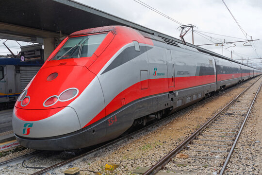 Frecciarossa Red Train at Station in Venice Italy