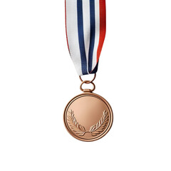 A bronze medal with leafs isolated on a transparent background