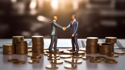 Two businessmen shake hands after a successful business deal. A successful example of a large contract. Represents the flow of capital.