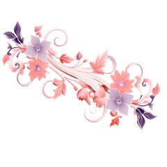 light coral and pale violet color floral vines boarder style vector illustration 