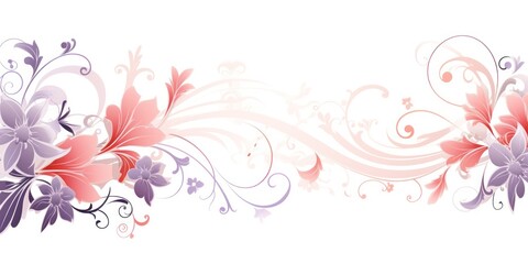 Fototapeta na wymiar light coral and pale violet color floral vines boarder style vector illustration 
