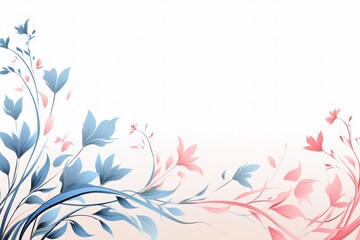 light cornflowerblue and blush pink color floral vines boarder style vector illustration
