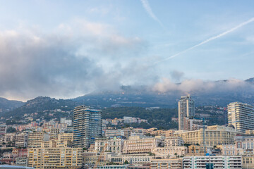 Panoramic view of Monte Carlo marina and cityscape