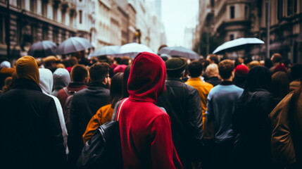 Blurred crowd of unrecognizable at the street