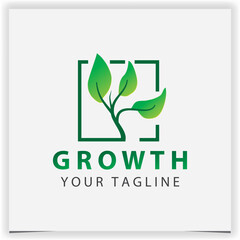 abstract growth plant green nature logo design fresh tree seeds icon logo for ecology environment garden farm and agriculture logo vector design