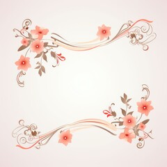 light darksalmon and pale apricot color floral vines boarder style vector illustration