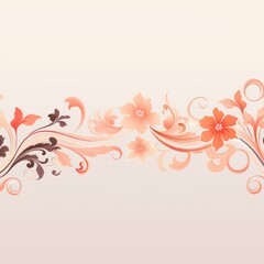 light darksalmon and pale apricot color floral vines boarder style vector illustration