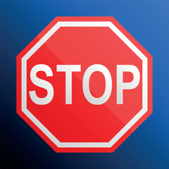 The red stop sign isolated  on a blue background.
