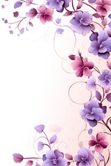 Fototapeta na wymiar light lavender and deep rose color floral vines boarder style vector illustration