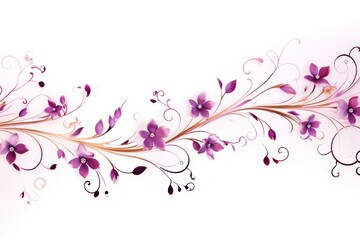 light lavender and deep rose color floral vines boarder style vector illustration