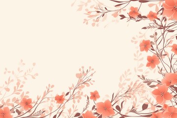 light khaki and pale coral color floral vines boarder style vector illustration