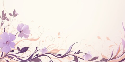 Fototapeta na wymiar light lavender and pale peach color floral vines boarder style vector illustration