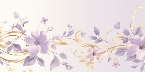 Fototapeta na wymiar light lavenderblush and pale gold color floral vines boarder style vector illustration