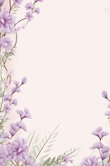 light linen and blush lavender color floral vines boarder style vector illustration 