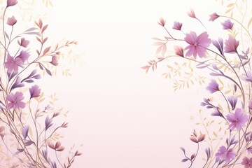 Fototapeta na wymiar light linen and blush lavender color floral vines boarder style vector illustration 