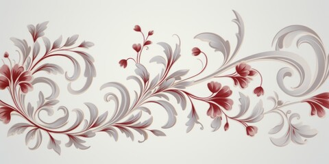 Fototapeta na wymiar light maroon and pale slate color floral vines boarder style vector illustration 