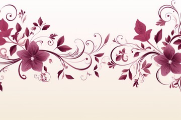 light maroon and pale slate color floral vines boarder style vector illustration 