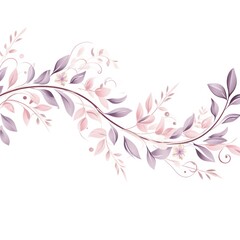 Fototapeta na wymiar light mauve and blush lavender color floral vines boarder style vector illustration