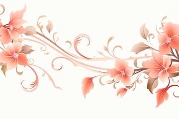 Fototapeta na wymiar light peachpuff and pale salmon color floral vines boarder style vector illustration