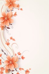 light papayawhip and dusty peach color floral vines boarder style vector illustration