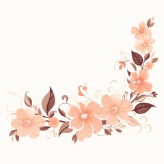 light papayawhip and dusty peach color floral vines boarder style vector illustration