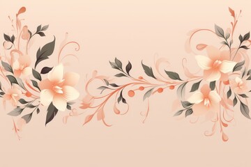light papayawhip and dusty peach color floral vines boarder style vector illustration - obrazy, fototapety, plakaty