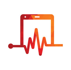 Pulse mobile phone logo template design vector.