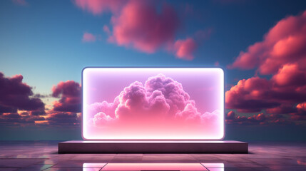 Beautiful pink clouds background for product display. Generative ai.