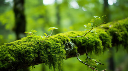 Green mossy log background for product display montages.