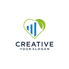 love logo design with growth and leaves
