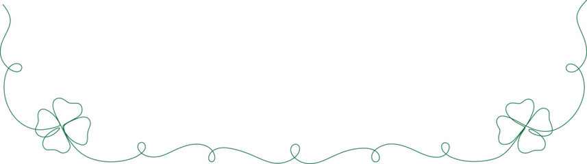 one continuous line drawing of clover. good luck floral symbol in simple linear style. concept for web banner saint patrick day