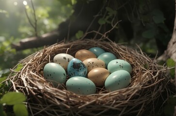 Obraz premium easter eggs in a nest