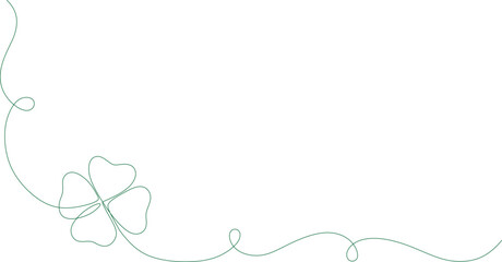 one continuous line drawing of clover. good luck floral symbol in simple linear style. concept for web banner saint patrick day