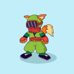 Cute Fox ninja vector illustration for fabric, textile and print