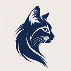 Fototapeta premium single line trendy minimalist cat logo sign with silhouette for conspicuous flat modern logotype design