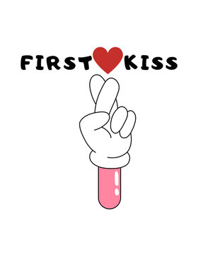 first kiss, happy valentine's day, love, valentines day typography t-shirt design