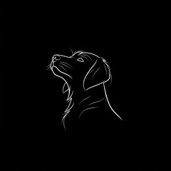 single line trendy minimalist dog logo sign with silhouette for conspicuous flat modern logotype design