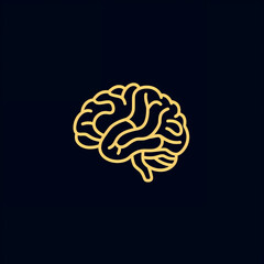 single line trendy minimalist brain logo sign with silhouette for conspicuous flat modern logotype design
