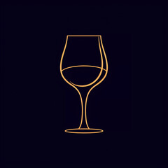 single line trendy minimalist elegant wineglass logo sign with silhouette for conspicuous flat modern logotype design