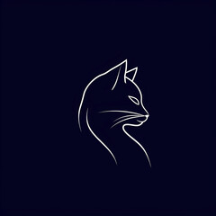 single line trendy minimalist cat logo sign with silhouette for conspicuous flat modern logotype design