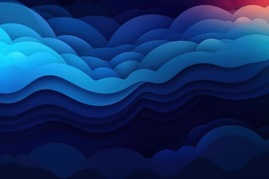 Midnight blue gradient colorful geometric abstract circles and waves pattern background © Celina